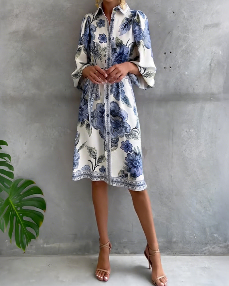Nylera – Kleid Mit Laternenärmeln Und V-Ausschnitt