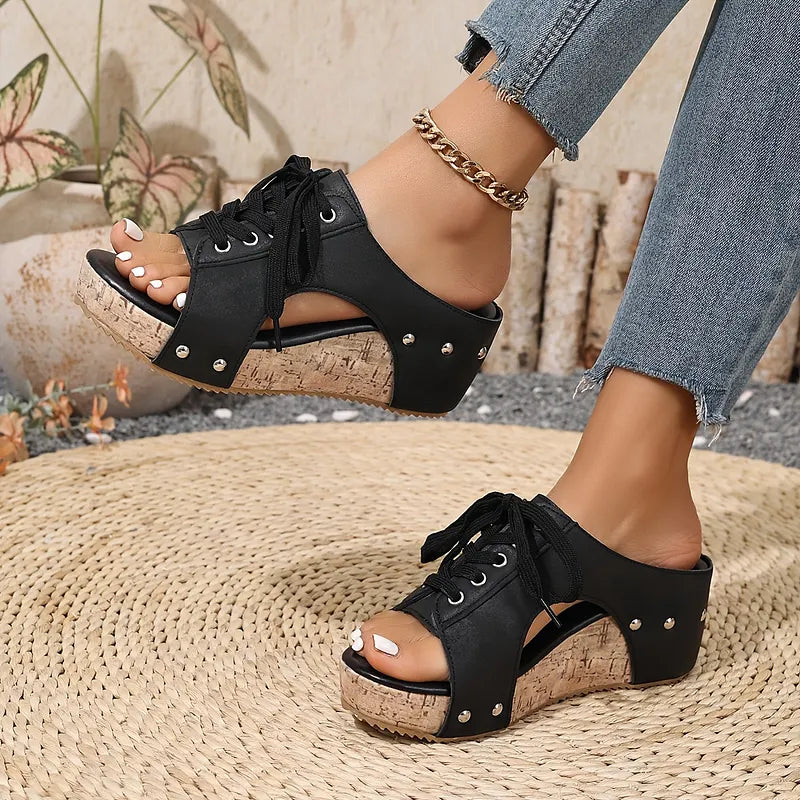 Nadiu – Bequeme Sommer Keilpantoffeln