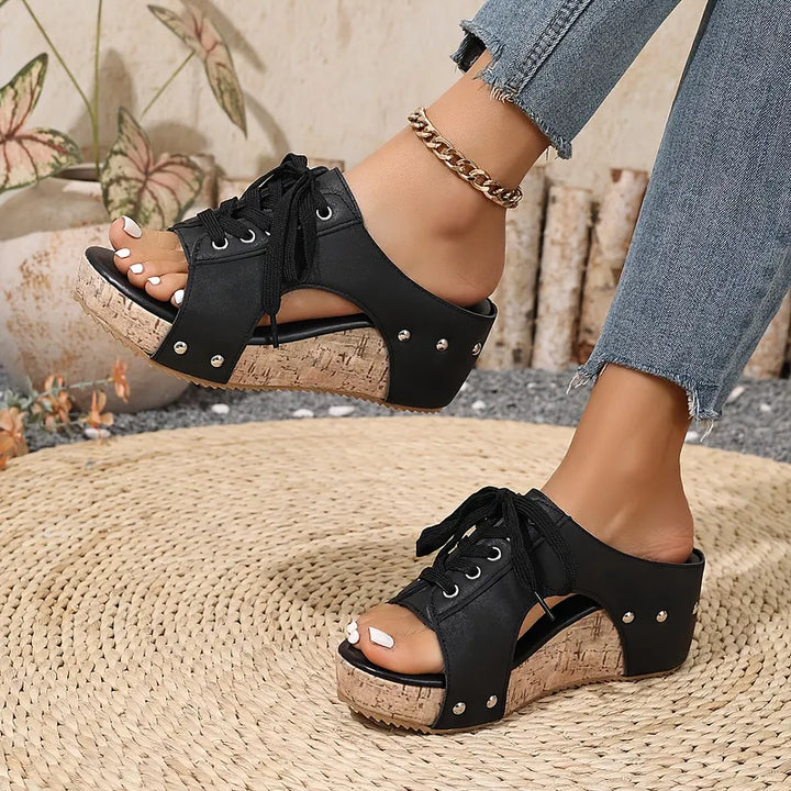 Nadiu – Bequeme Sommer Keilpantoffeln