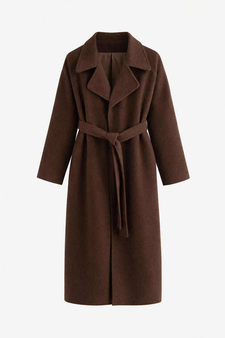 Shulamit - Eleganter Langarm Mantel Mit Gürtel