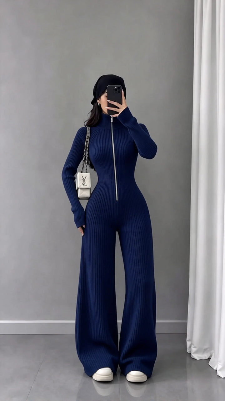 Libby – Overall Aus Geripptem Strick Mit Weitem Bein