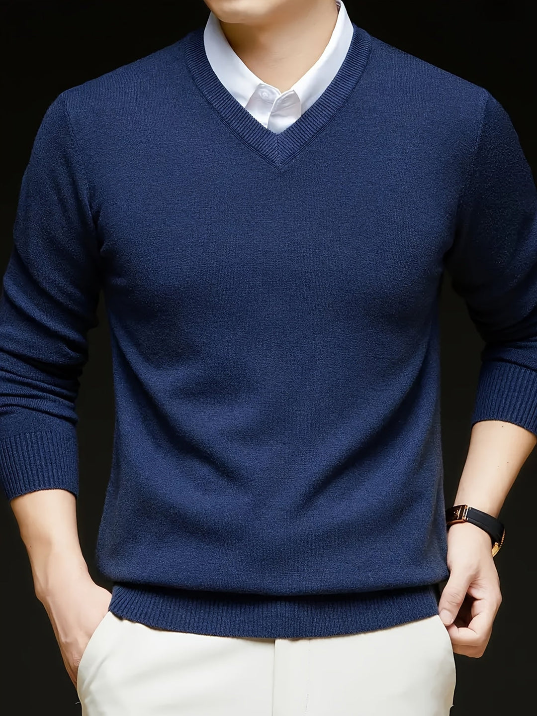 Dionysis – „Cross Border“ Strickpullover mit V-Ausschnitt