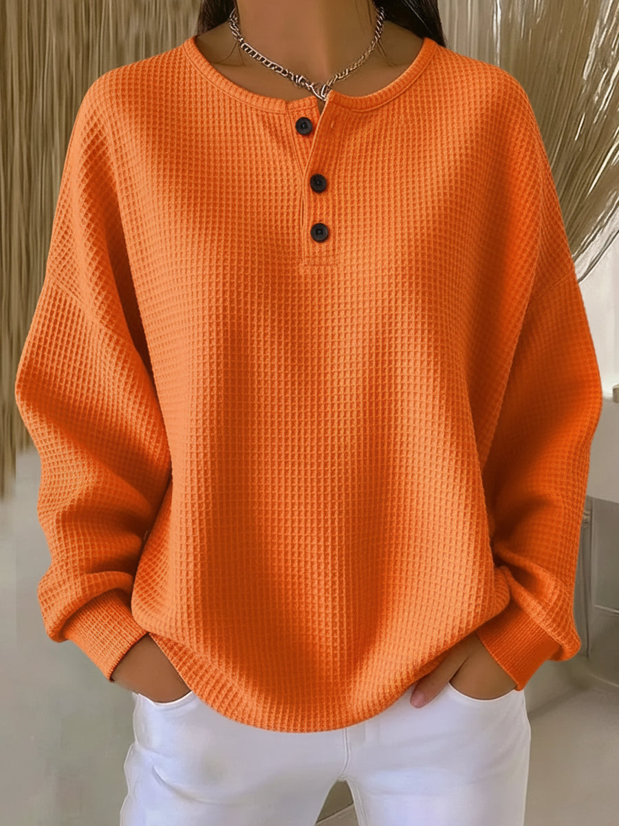 Ritona – Henley-Sweatshirt Aus Waffelpiqué
