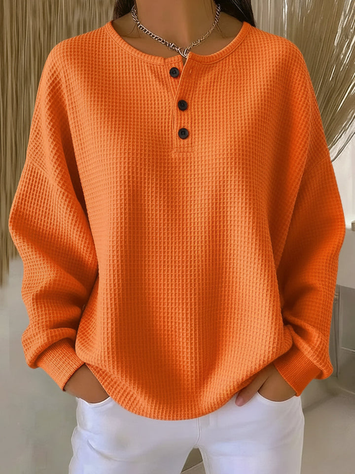 Ritona – Henley-Sweatshirt Aus Waffelpiqué