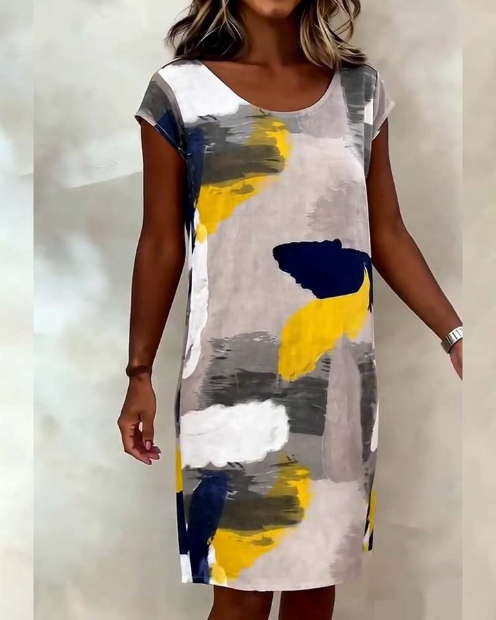 Addie – Kleid mit Rundhalsausschnitt und Drucken Tie-Dye