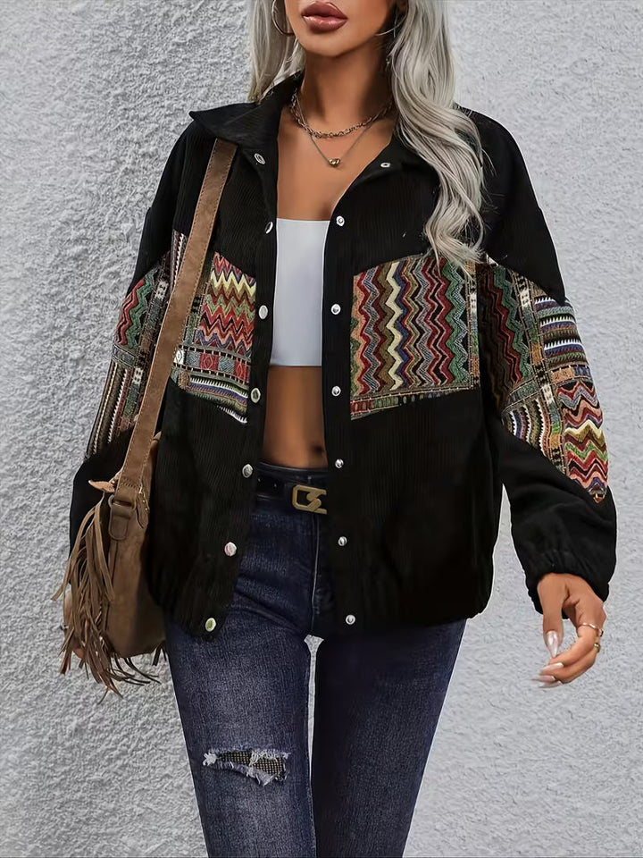 Denyque – Jacke mit Mehrfarbigem Geometrischem Patchwork Und Revers