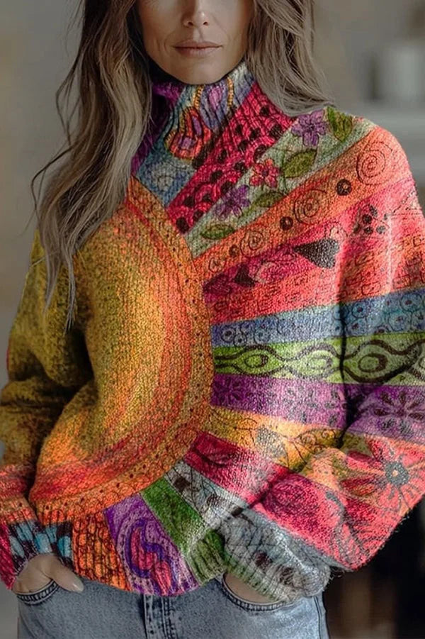 Nijole - Hochgeschlossenes Sweatshirt Mit Langen Ärmeln Und Blumenmuster