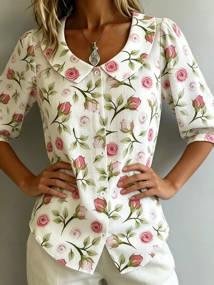Alvique – Kurzarmbluse MIT Blumenmuster Am Kragen