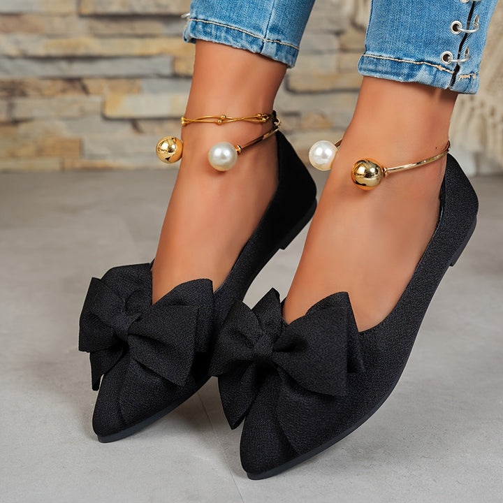 Jonita – Spitz Bogen Ballerinas Mit Perle Fersenriemen