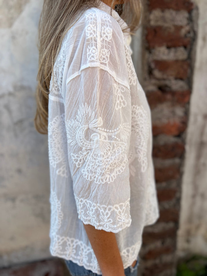Nalini – Elegante Bluse Mit Spitzenstickerei