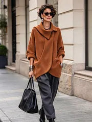 Lenneke – Oversize-Jacke mit Asymmetrischem Kragen und Taschen