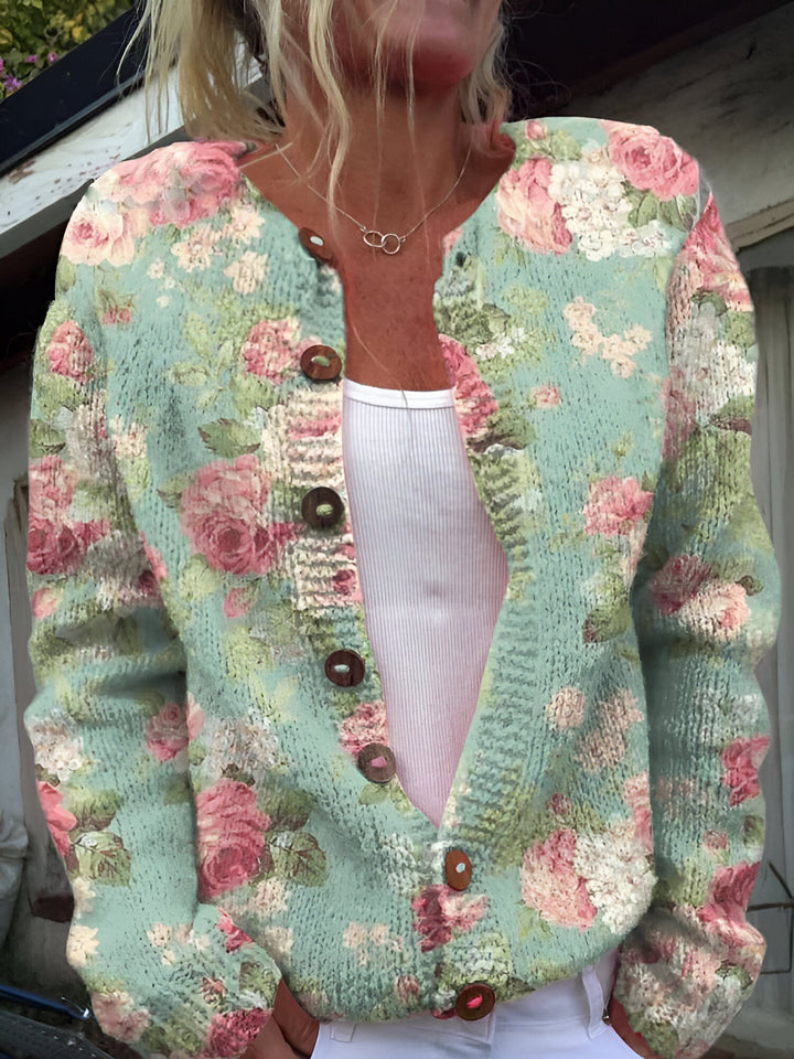 Alvimia - Modische Strickjacke Mit Blumenmuster
