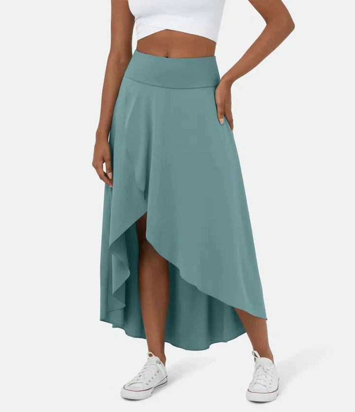 Keisha - Lässiger Midirock Mit Hoher Taille Und Tiefem Volantrock