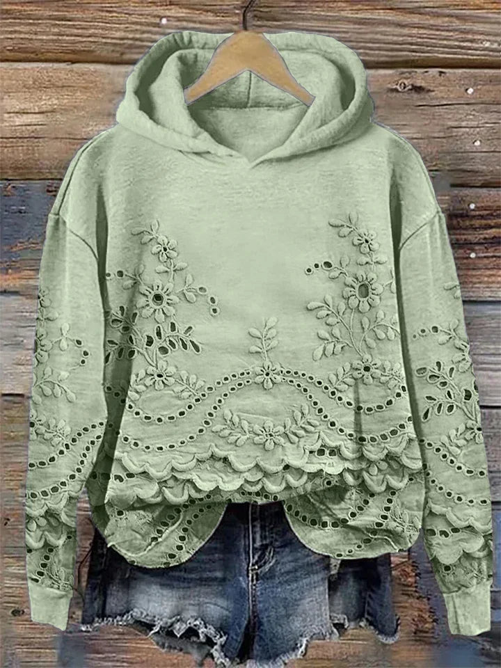 Leenja – Lässiger Kapuzenpullover Mit strukturiertem Blumenmuster