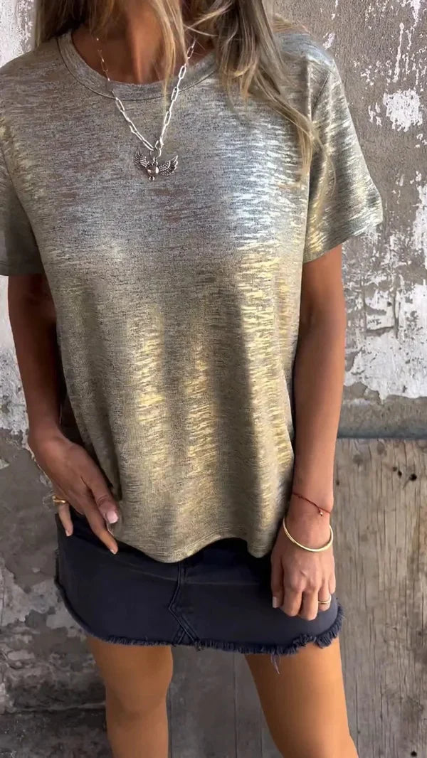 Kurzarm-T-Shirt mit Goldfolie