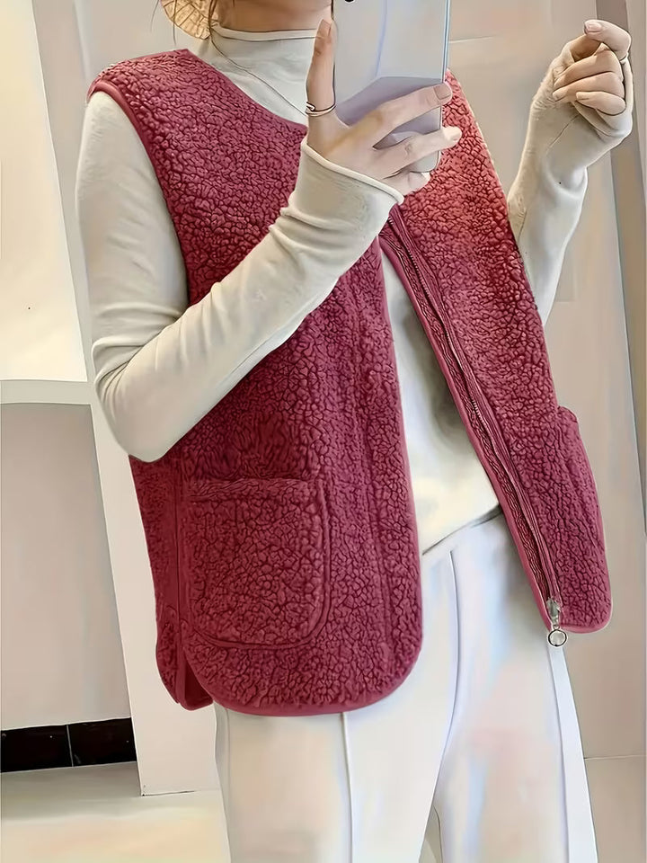 Miona – Plüsch-Fleece-Weste Mit Taschen