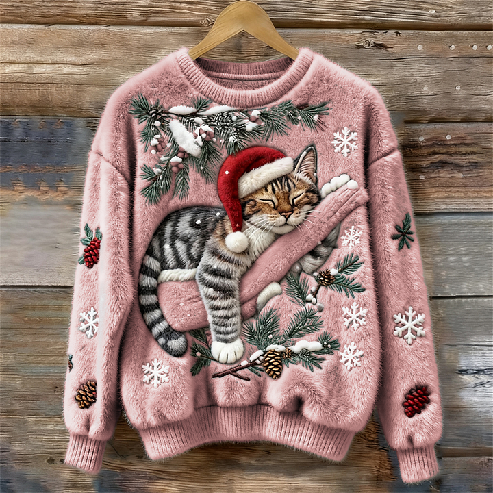 Elisabetta – Plüschpullover Mit Fauler Katze