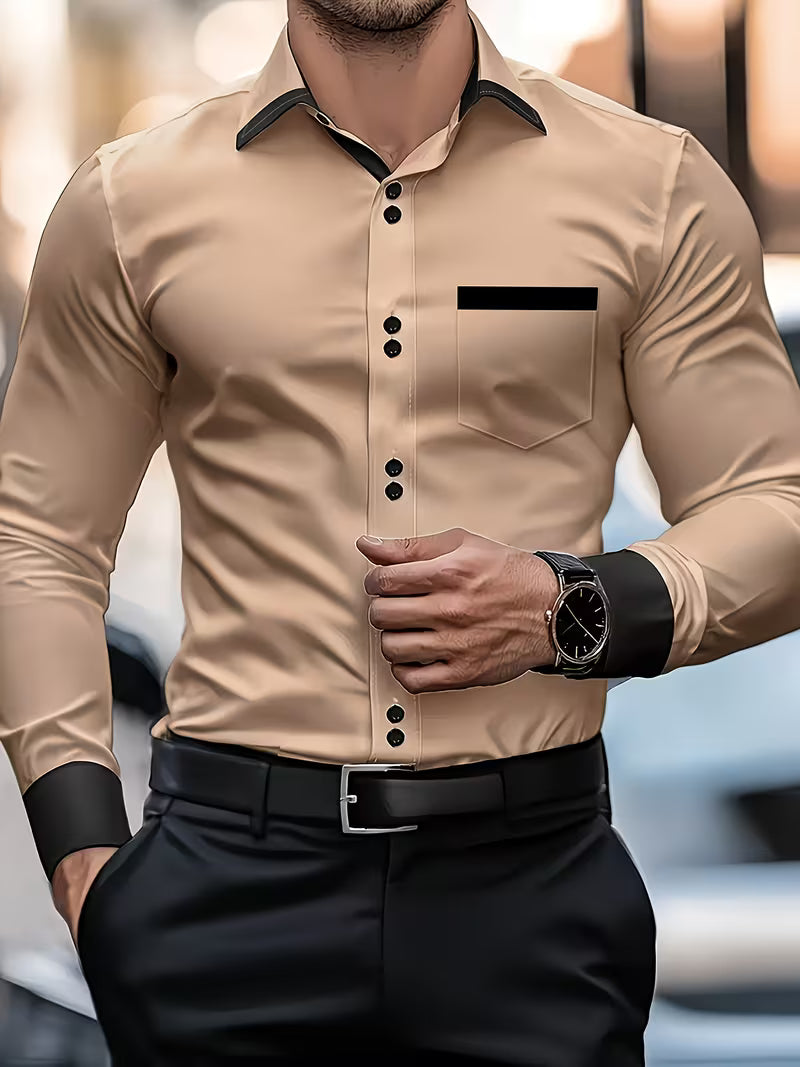 Zigmas - Elegantes Langarm Hemd Mit Knopfleiste