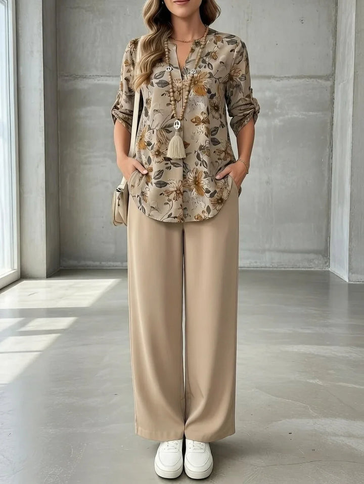 Kresimira – Elegantes Zweiteiliges Set Mit Blumen Muster