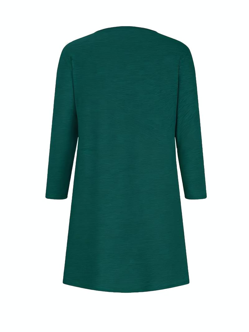 Alinor - Lässiges Kariertes Patchwork Kleid Mit Langen Ärmeln