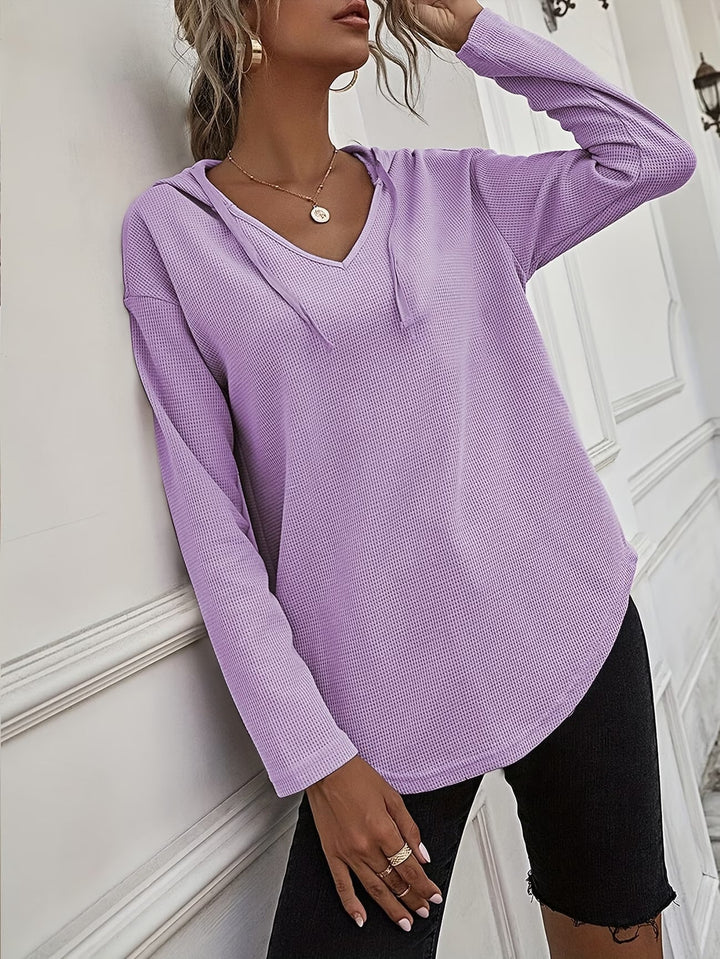Seonie – Langarm Kapuzenpulli Mit V-ausschnitt