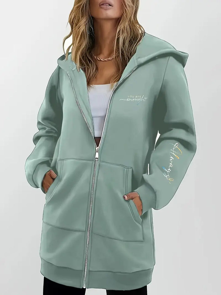 Angeleen – Kapuzen Jacke Mit Reißverschluss Und Geometrischem Print