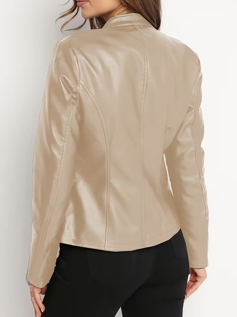 Siliena – Elegante Kunstlederjacke Mit Reißverschluss