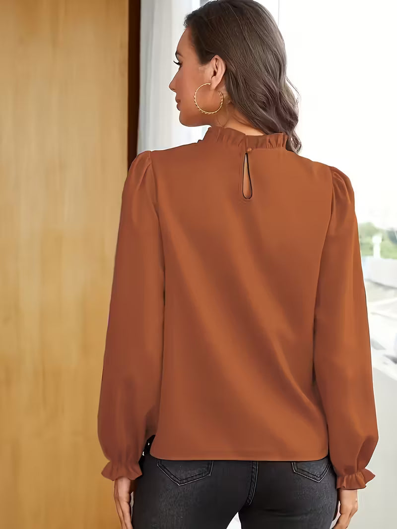 Aurelija – Bluse Mit Rüschen Kragen Und Puffärmeln