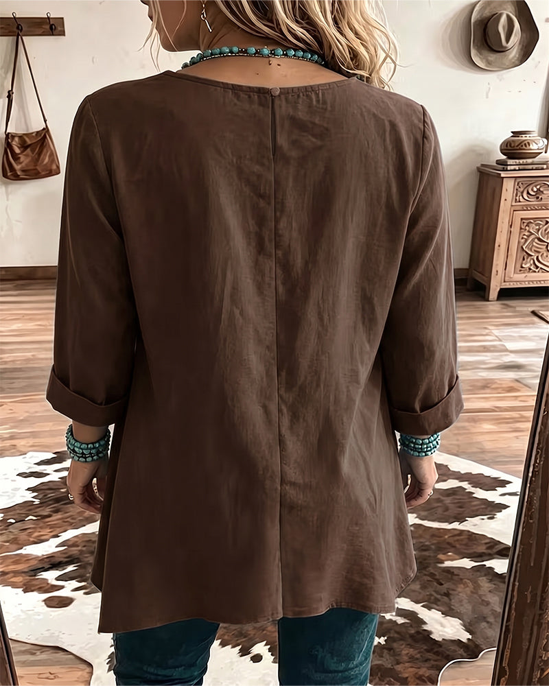 Taireen – Tunika Bluse im Boho Stil Mit Falten