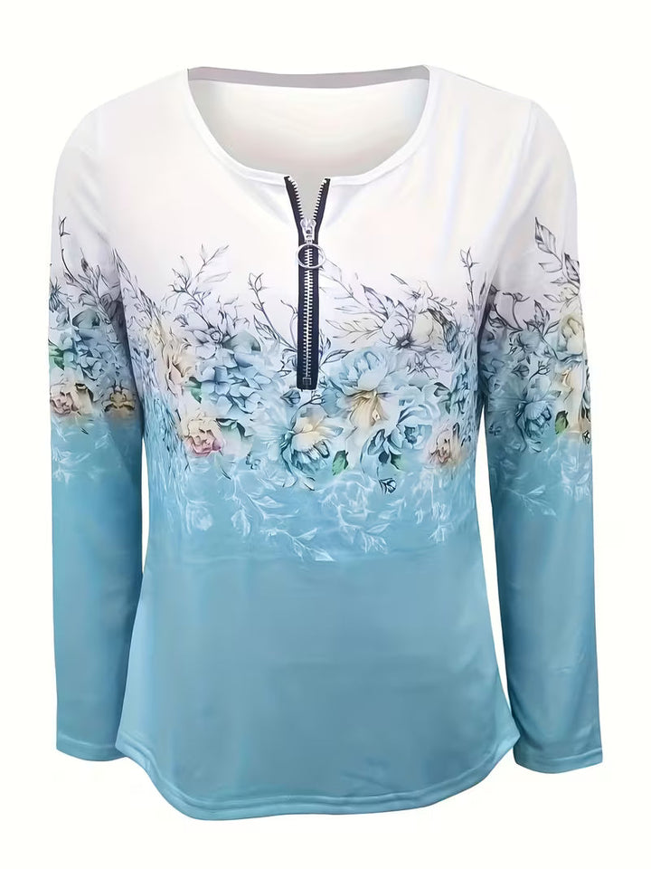 Tishna - Elegant Floral Graphic Print Top