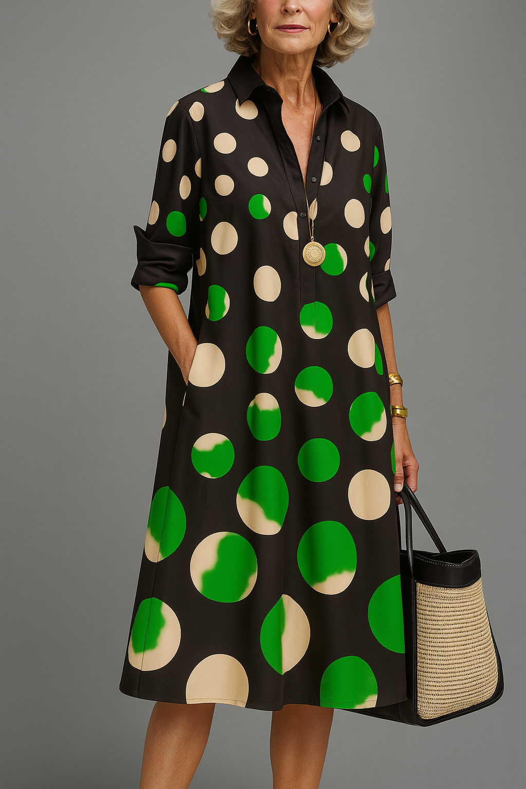 Wunmi – Elegantes Midikleid Mit Polka-Dots