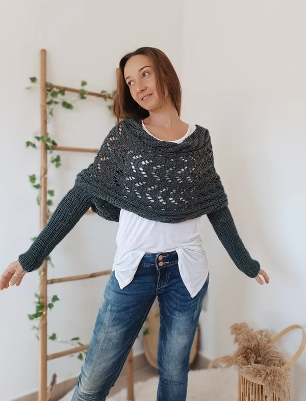 Reinhilde –  Doppelten Ärmeln Shawl Schal