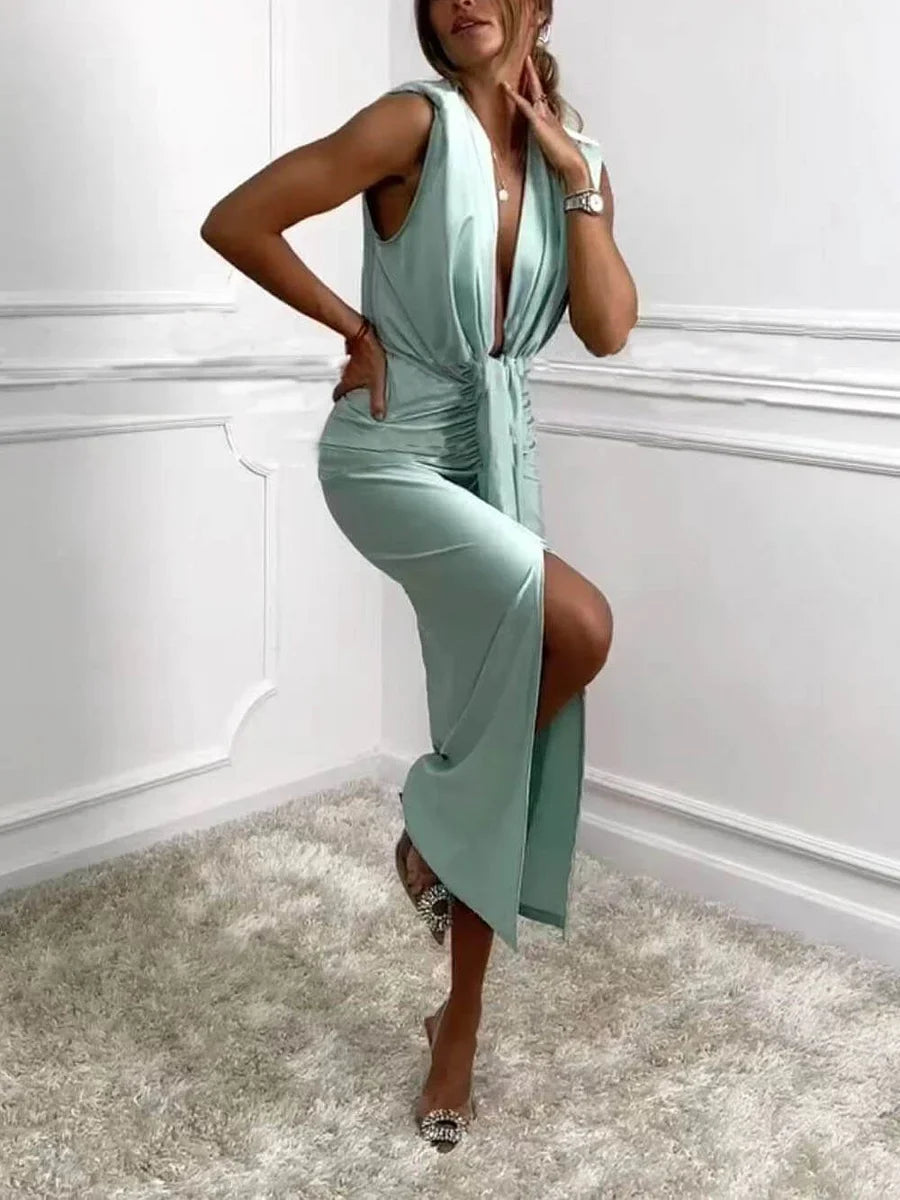 Jolira – Klassisches Midikleid Mit Gerafftem, Drapiertem Schlitz