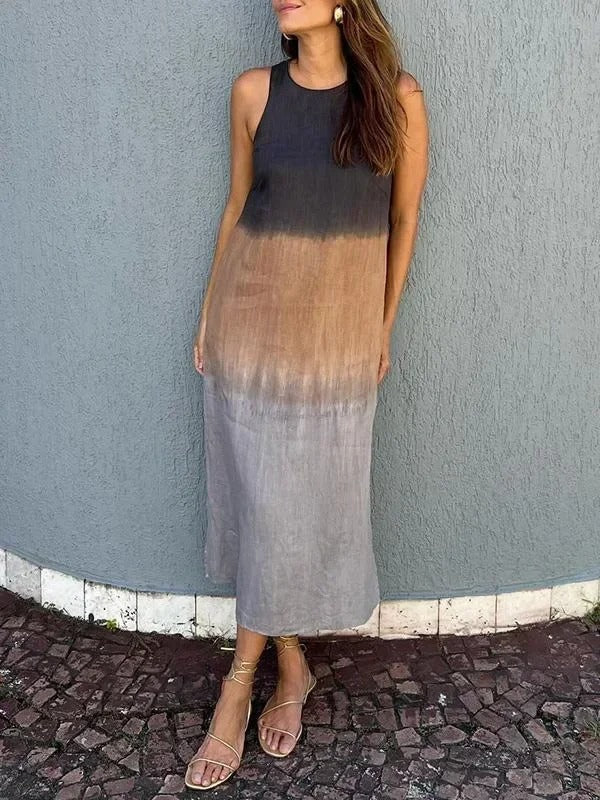 Melisa - Kleid Mit Rundhalsausschnitt Aus Baumwolle Und Leinen