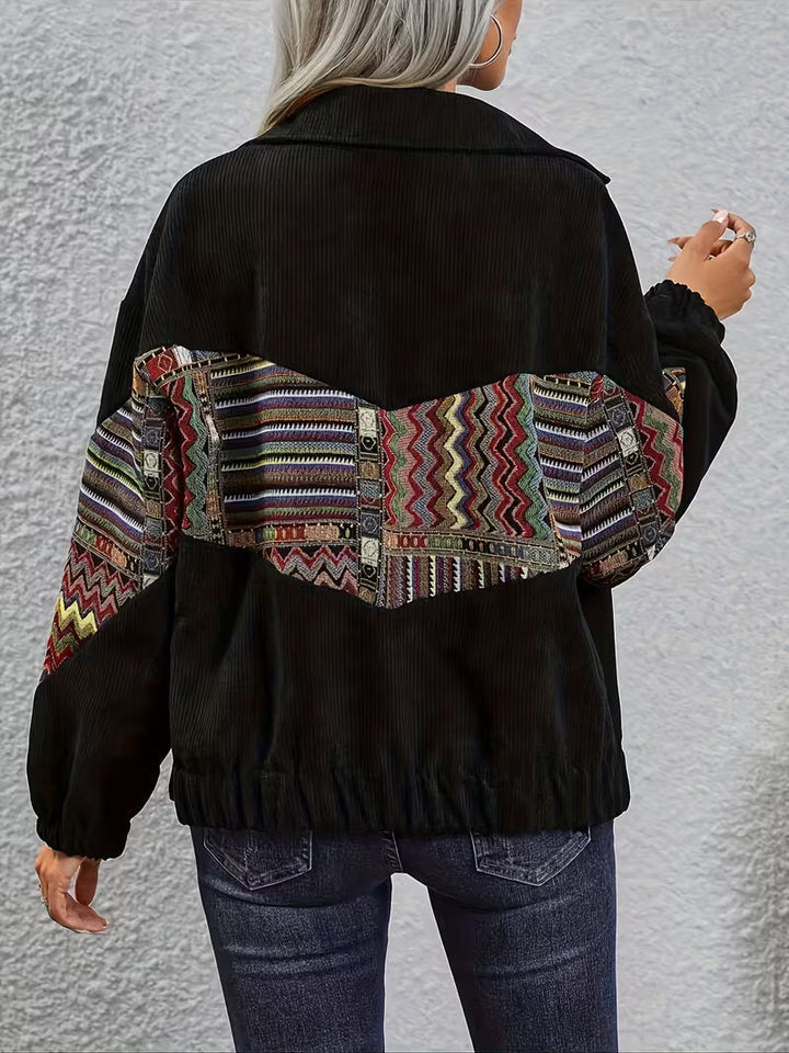 Denyque – Jacke mit Mehrfarbigem Geometrischem Patchwork Und Revers
