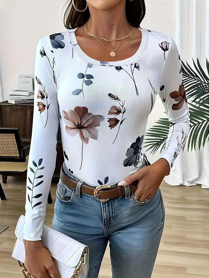 Rabiye – Oberteil mit Blumenmuster und quadratischem Ausschnitt