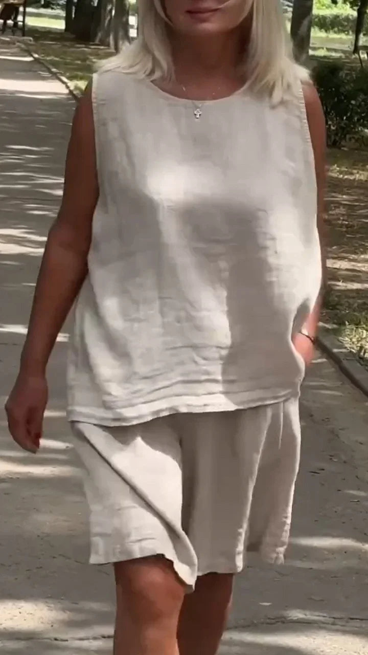 Jileana – Atmungsaktive, ärmellose Bluse Und Lockere Kurzhosen