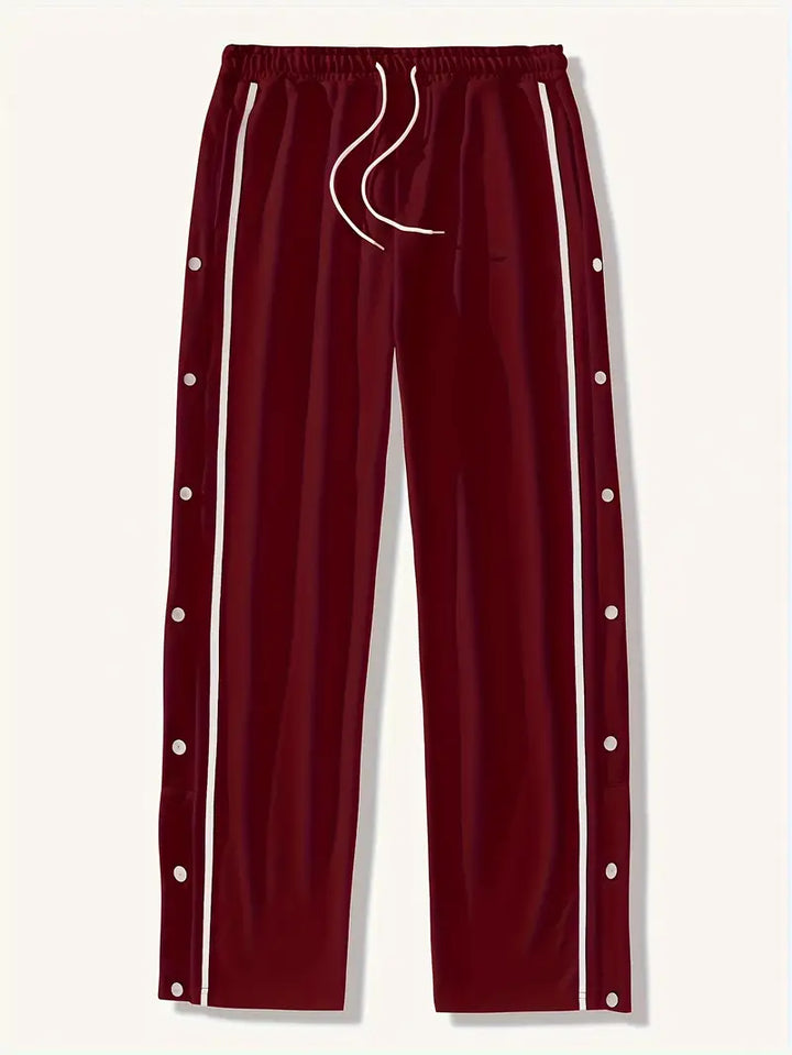 Mendis – Lässige Sport Hose Mit Geradem Bein Und Druckknopfverschluss
