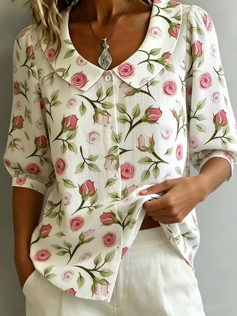 Alvique – Kurzarmbluse MIT Blumenmuster Am Kragen