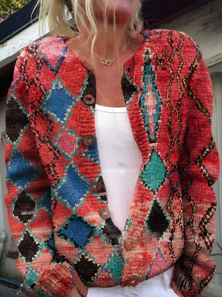 Alvimia - Modische Strickjacke Mit Blumenmuster