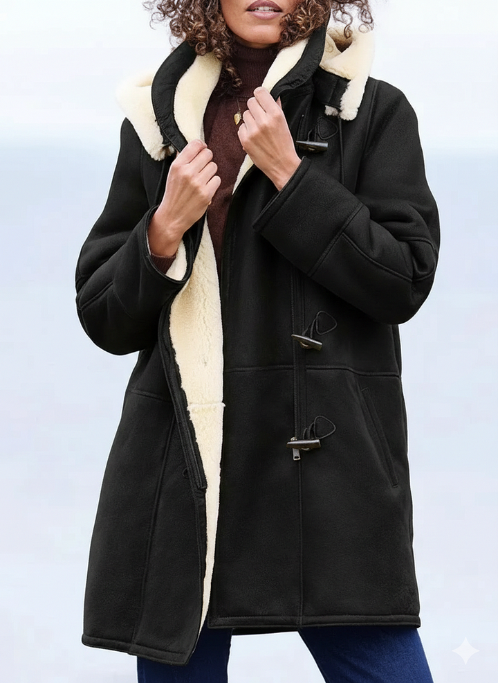 Zulika – Mantel Aus Kunstwildleder Mit Lammfellfutter