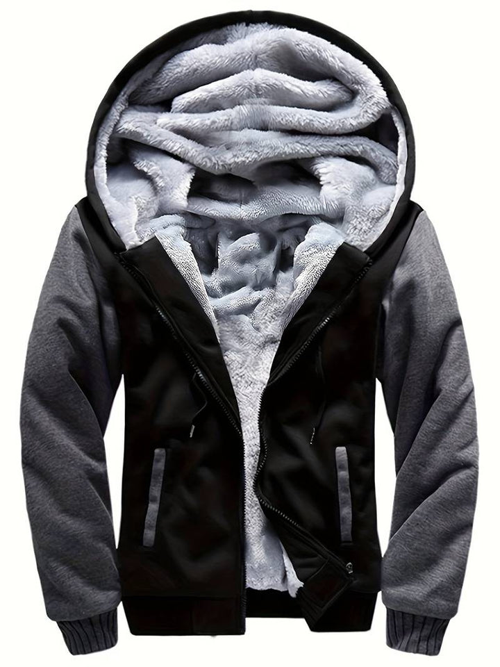 Oziel - Warme Fleece Jacke Mit Kapuze Und Reißverschluss