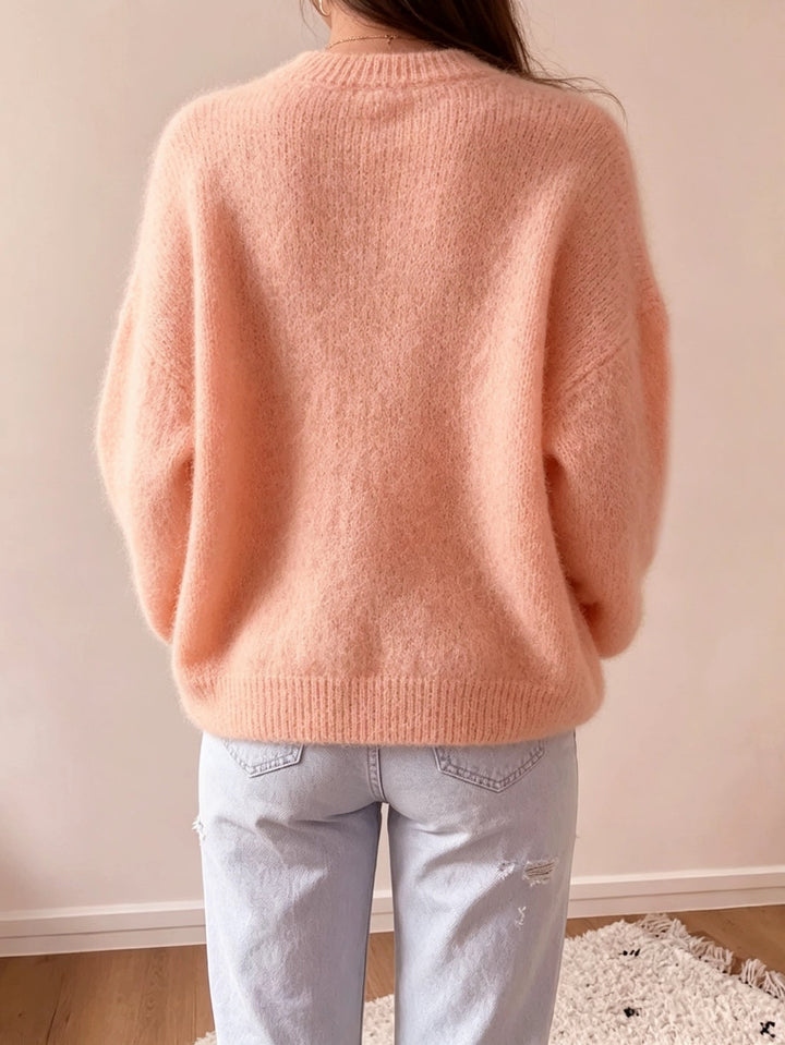 Margaretha – Strickpullover mit Rundhalsausschnitt und Ballonärmeln