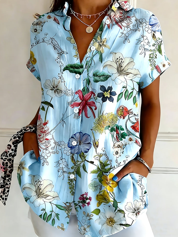 Nabilah - Lässiges Kurzarm Oberteil Mit Blumenmuster