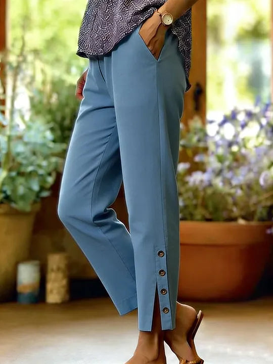 Kileza – Lässige, Locker Sitzende Hose Mit Knöpfen