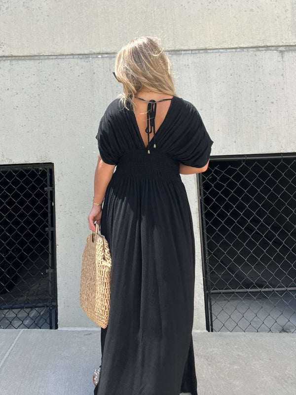Neisya – Maxikleid V-Ausschnitt und Schlitz