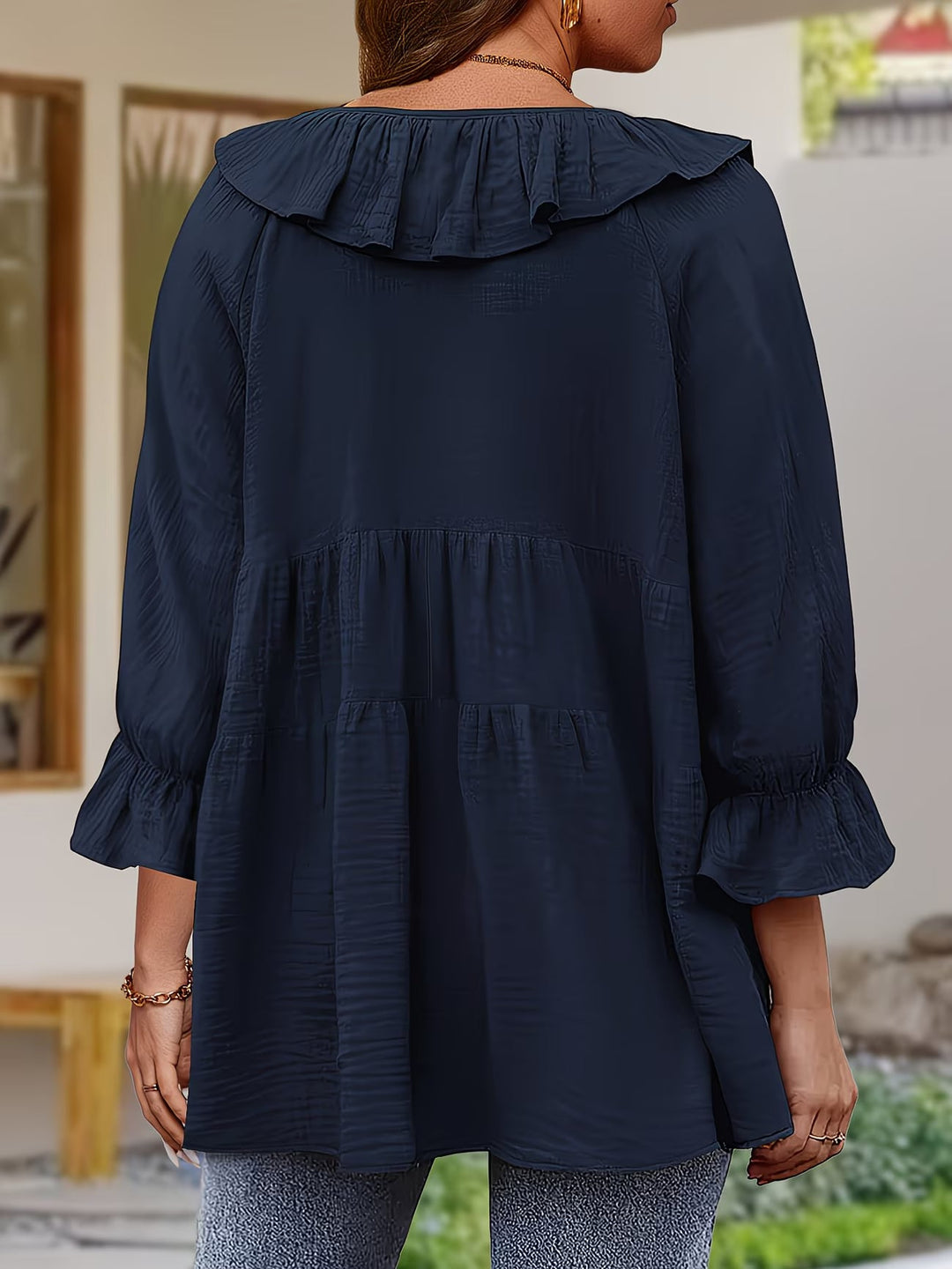 Garbine – Elegante Bluse Mit Rüschen Am Ausschnitt
