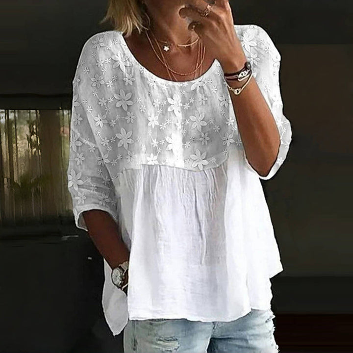 Viviane - Bluse Mit Gesticktem Blumen Patchwork