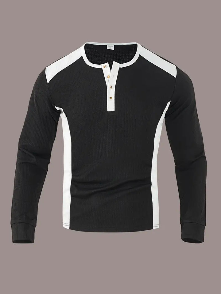 Kyran – Langärmliges Henley Hemd Mit Waffelmuster
