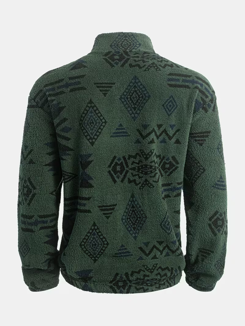 Witker – Plüsch-Sweatshirt Im Ethno-Stil Mit Stehkragen